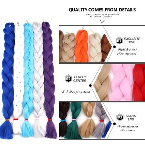 Extensions de cheveux synthétiques tressées Jumbo Braid vertes, 165g, douces, légères, bouclées, longues, vente en gros, trame simple pour tressage – Meilleures ventes - Product Image 4