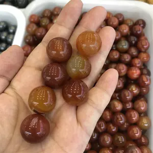 2CM Diskon Besar Grosir 20Mm Batu Alam Manik-manik Batu Permata Dipoles Batu Jasper Merah Bola Kristal Bola Bola