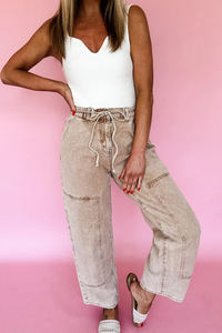 Pantalones Vaqueros de Mezclilla para Mujer, Estilo Barril, Lavado Ácido <span class=keywords><strong>Gris</strong></span> Humo, con Cordón en la Cintura, Venta al Por Mayor Dear-Lover - Product Image 5