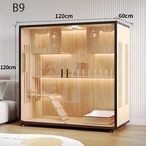 Lüks çevre dostu Modern kapalı kedi Villa oturma odası için tekerlekler ile büyük katı ahşap muhafaza-montaj gerektirmez - Product Image 4