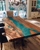 I Well Beauty Protection de l'environnement personnalisé intérieur haute transparence bois de noyer thé océan résine époxy rivière Table à manger