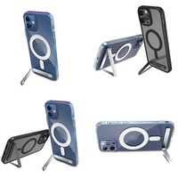 Casing Magnetik Transparan dengan Penyangga untuk iPhone 16 Pro Max 17 Air 15 14 13 12 11 Plus, Pelindung dengan Dudukan
