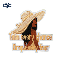 Applique brodée personnalisée Portrait Femme Noire Éclatante avec Slogan Inspirant Positif, thermocollante