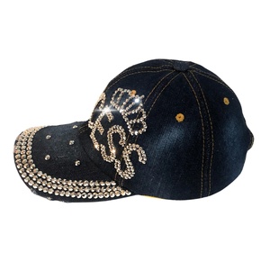 Letter PRINCESS Custom LOGO Sporty Womens Baseball Cap Jewel Rhinestone Bling <b>Hats</b> Jeans Wash Denim <b>Light</b> Common Fabric - Product Image 4