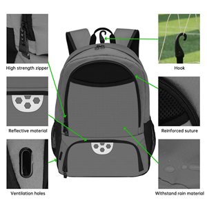 Sac à dos de sport pour football, volley-ball, gym, avec compartiment pour chaussures et ballon, sac de basketball - Product Image 6