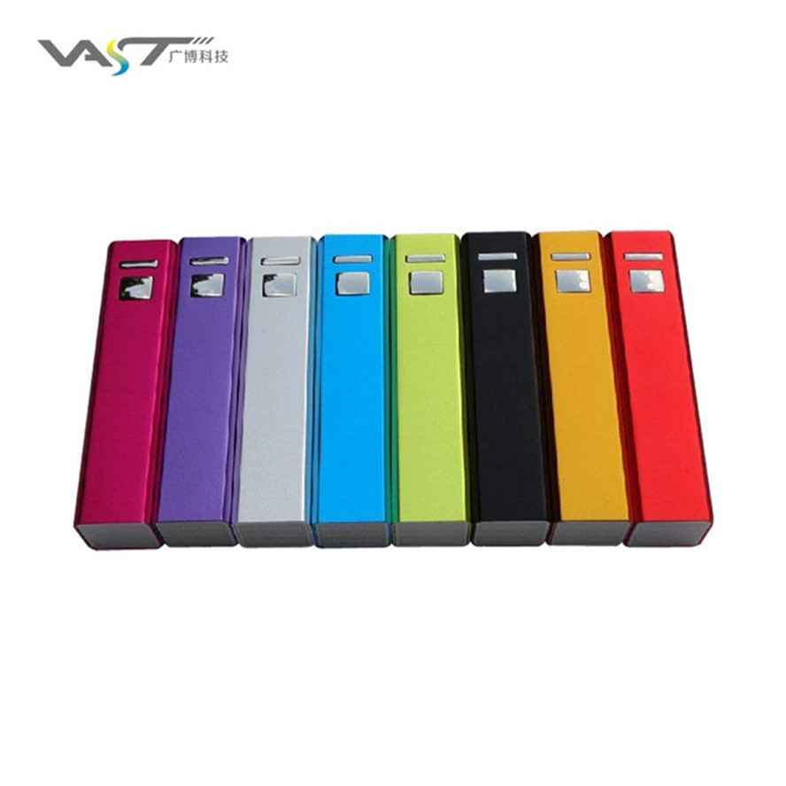 Vente chaude Rectangle En Métal Coquille 2600 mah Portatif De Marque de Banque de Puissance Mobile pour cadeau promotionnel