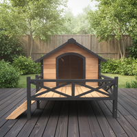 Grande niche de luxe moderne en bois massif avec porche pour chien de grande taille XL, abri surélevé pour animaux de compagnie toutes saisons, idéal pour salon