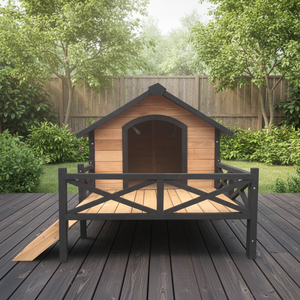 Cuccia per Cani Grande e Lussuosa <span class=keywords><strong>in</strong></span> Legno Massello con Veranda, per Cani di Taglia XL, Rifugio Rialzato per Animali Domestici per Tutte le Stagioni, da Interno - Product Image 2