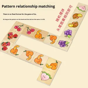 28-Pieces Animal Fruits Puzzle Kindergarten Shape Domino Set Early Educational Teaching Wooden Toys for Kids Boys Girls - Product Image 3