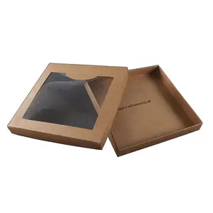 Handmade Feature and Apparel Industrial Use folding lid and base T-shirt Box Packaging with PVC window kraft paper OEM order