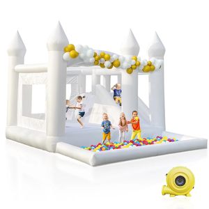 White Bounce Castle White Bounce House con tobogán y foso de bolas para niños y <span class=keywords><strong>adultos</strong></span> para decoración de <span class=keywords><strong>cumpleaños</strong></span>, fiesta, <span class=keywords><strong>alquiler</strong></span> de negocios - Product Image 6