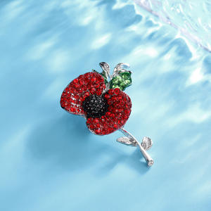 工厂水钻罂粟花徽章胸针，以免我们忘记翻领别针纪念日纪念别针胸针 - Product Image 4