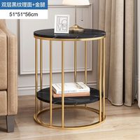Table basse moderne de luxe légère et durable à double niveau avec rangement, en métal doré et pierre, mobilier de maison pour salon et chambre à coucher