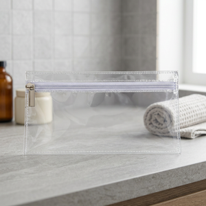 Transparent PVC Cosmetic <b>Bag</b> <b>with</b> Zipper Closure Medium Size Water Resistant <b>Makeup</b> Organizer Case - Product Image 1