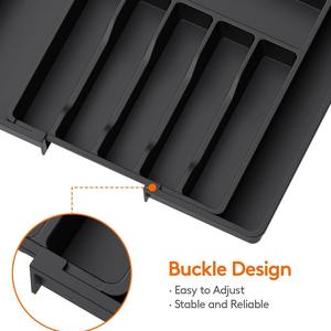 Organizador de cubiertos expandible para cajones, bandeja ajustable para utensilios de cocina, soporte de almacenamiento para cucharas, tenedores, cuchillos y herramientas. - Product Image 2