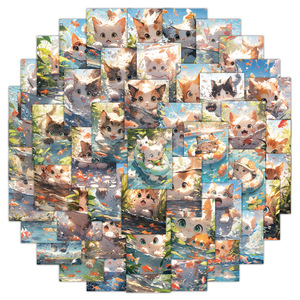 60 pegatinas de gatos nadando, bonitas, estéticas, divertidas y traviesas - Product Image 5