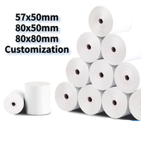 Papier thermique haute blancheur 2 1/4 pouces (57x40mm) 48 g/m² sans BPA, simple couche, 100 % pâte de bois pour terminal de point de vente et supermarché