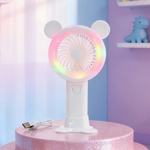 Heiß begehrter, farbenfroher Tischventilator mit Beleuchtung, Mini-Akku-Handventilator, tragbarer Mini-Ventilator mit Handyhalterung - Product Image 3