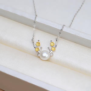 Ensemble de bijoux de mode DIY en argent S925 fait main, comprenant un pendentif, une bague d'oreille, un collier clavicule et un support de perles en forme de bois de cerf 1338 - Product Image 3