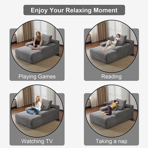 Oversized Convertible Chaise Lounge Chair Modern Plush Chenille Upholstered Sleeper Sofa Daybed 3 <b>Throw</b> Pillows Wide Armrest - Product Image 3