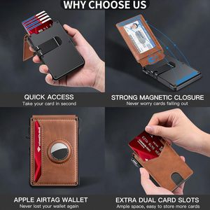 Cartera Minimalista <span class=keywords><strong>de</strong></span> Cuero PU para Hombre, Tarjetero, Antirrobo, RFID, Multifuncional, con Compartimento para AirTag - Product Image 2