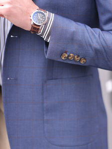 LCBZ Usine personnalisée Vente en gros 7 JOURS ÉCHANTILLON Veste de costume décontractée à <span class=keywords><strong>carreaux</strong></span> bleus haut de gamme pour hommes <span class=keywords><strong>blazer</strong></span> - Product Image 5