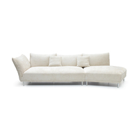 Canapé d'angle en tissu chenille moderne et minimaliste en forme de L avec pieds métalliques fins pour appartement et hôtel