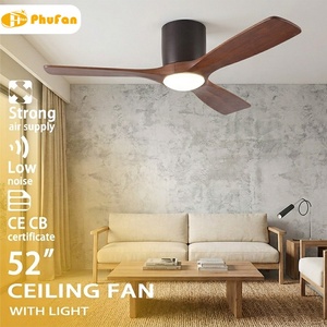 Ventilateur de plafond LED 52 pouces avec lumière, télécommande, contrôle par application intelligente, 6 vitesses, classe A en termes d'efficacité énergétique - Product Image 1