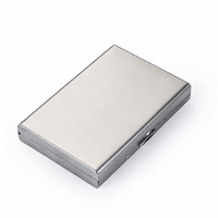 Dompet Kartu Kredit Minimalis Anti RFID dari Baja Tahan Karat dengan Penutup Tombol dan Logo Kustom untuk Pria