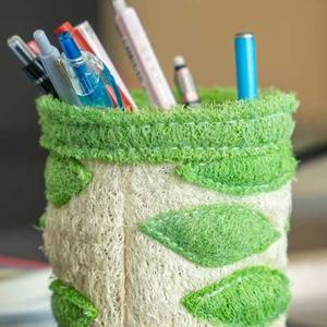 Organisateur de crayons en loofah naturel, support de bureau multifonctionnel fait main, nouveau modèle 2025, design DIY de haute valeur - Product Image 1