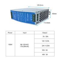 Alimentation à découpage sur rail Din 150W 24V 6.25A alimentation mince sur rail Din 100-220v transformateur AC à DC NDR-150-24 ODM OEM
