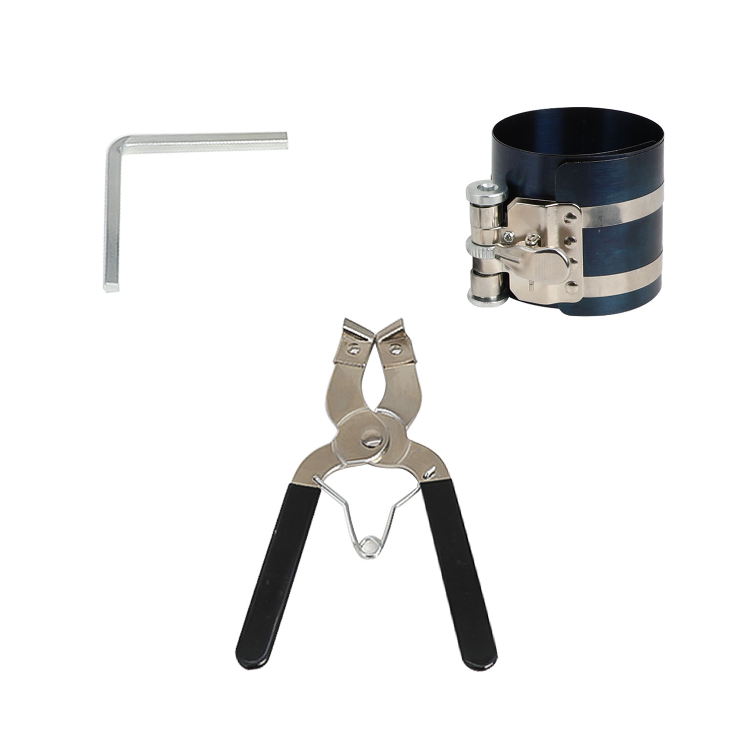 Viktec Car Engine Piston Ring Compressor Service Tool Set & Piston Ring Pliers With Adjustable Safety Screws - Piston Ring Service Tool Set, Piston Ring Compressor Kit