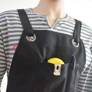 Tablier en toile noir durable et imperméable avec poches pour la cuisine, le barbecue, les cafés - Product Image 3