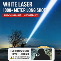 Linterna Láser Blanca de 1000M de Largo Alcance, Recargable por USB, LED de Emergencia, Luz Estroboscópica, Autodefensa, Haz de Luz Concentrado, Luz Diurna, Aleación de Aluminio