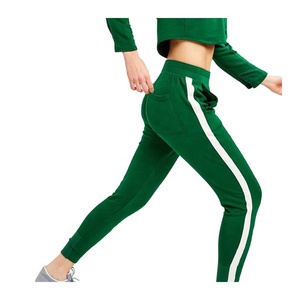New design girl fleece custom color Women crop top 2 pcs Jogging suits best quality fashion tape cheap track suits for women - Product Image 4