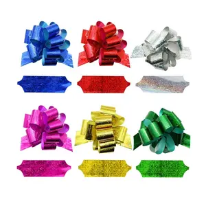 4 pouces 5 pouces 6 pouces 8 pouces Métallique Rose Rouge Or Argent Pom Pom Ribbon Bow Pull Bow For Gift Box Christmas Decorations
