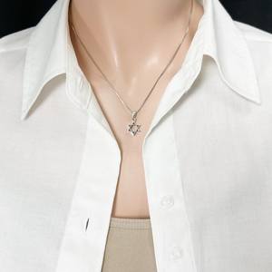 Collana Compatta ed Elegante con Stella di David in Argento Puro, Placcata in Oro 18k, <span class=keywords><strong>Gioielli</strong></span> Ebraici in Acciaio Inossidabile, Ciondolo Stella di David - Product Image 2