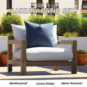Conjunto de Sofás de Jardim de Teak Moderno e Luxuoso, Mobiliário de Pátio em Estilo Vitoriano para Hotéis e Apartamentos - Product Image 5