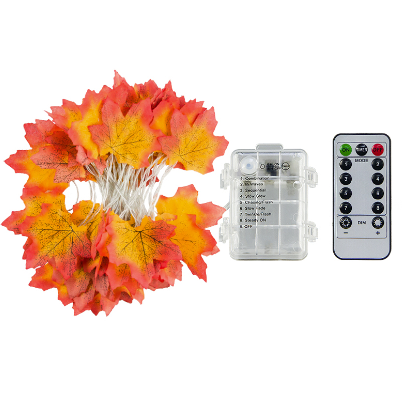 Новинка 2021, украшения на День Благодарения, осенняя гирлянда с подсветкой, Т-образный подарок, водонепроницаемая гирлянда с кленовыми листьями