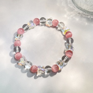 8Mm Dễ Thương Màu Hồng Mèo Của Mắt Đá Trang Sức Vòng Đeo Tay Pha Lê Lấp Lánh Bướm Vòng Đeo Tay Cho Phụ Nữ - Product Image 3