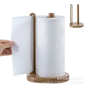 Baishun Wooden <b>Paper</b> Towel Holder Free Standing Circular No Drilling <b>Kitchen</b> Roll Stand - Product Image 2