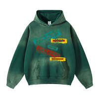 AMCLEVER 2026 Sweat à capuche pour homme délavé à l'acide, dégradé, coupe oversize, 360 g/m², pull vierge, personnalisable DTG DTF, logo OEM
