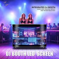 Écran de comptoir DJ mobile portable à LED (P1.86./P2.5) avec valise de transport à roulettes, écran LED 3840Hz, table pour club