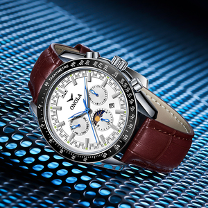 ONOLA 6835 Luxury Sport Mechanical Watch with Leather Strap Customized Logo Waterproof <strong>Automatic</strong> <strong>Chronograph</strong> &amp; Calendar - Product Image 3