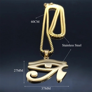 Collares <span class=keywords><strong>de</strong></span> Cadena <span class=keywords><strong>de</strong></span> Acero Inoxidable con Ojos Egipcios para Hombre, Collar con Símbolo del <span class=keywords><strong>Ojo</strong></span> <span class=keywords><strong>de</strong></span> <span class=keywords><strong>Ra</strong></span> <span class=keywords><strong>y</strong></span> <span class=keywords><strong>Horus</strong></span>, Joyería Bijoux (NL655) - Product Image 6
