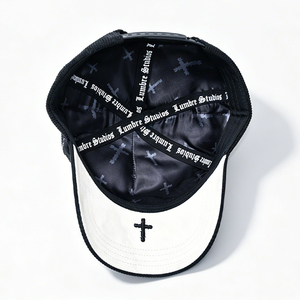 Black Corduroy 5-panel <b>Baseball</b> <b>Cap</b> with <b>LA</b> & Cross Embroidery Gothic Streetwear Adjustable for Men Women - Product Image 3
