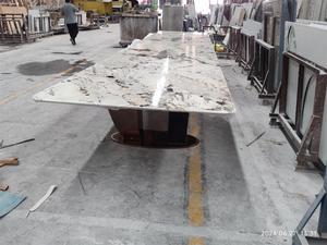 Hiện đại sang trọng lớn bằng đá cẩm thạch hàng đầu bàn ăn đặt 6-12 chỗ ngồi với Chân Vàng cơ sở cho khách sạn nhà ngoài trời trong màu sắc tự nhiên - Product Image 6