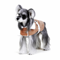 Veste pour chien en faux daim avec col en fourrure, manteau d'hiver portable pour animaux de compagnie avec ceinture pour petits chiens, vêtements chauds pour chiens