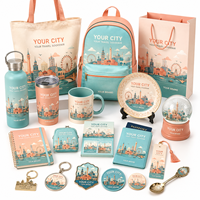 Produits souvenirs personnalisés : sac fourre-tout, bouteille d'eau, tasse, porte-passeport, étiquette de bagage, porte-clés pour cadeaux de voyage