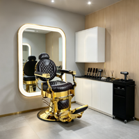 Chaise de barbier ergonomique pliable hydraulique personnalisée avec siège en cuir PU, design contemporain, mobilier de salon commercial portable